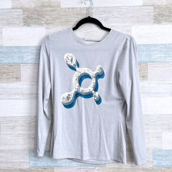 ORANGE THEORY Logo Long Sleeve Tee Gray Strappy Open Back Womens XS - Picture 1 of 7